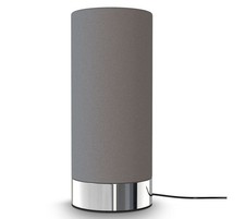 Deko Nacht Tisch Lampe Leuchte 1437 Metall silber Textil grau 11x24 cm