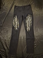 Schwarze Damen Leggings mit Leopard Details - Rock Rebel - Gr. S - Ungetragen