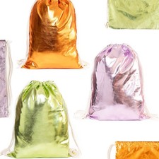 Turnbeutel Sportbeutel Metallic Glanz Lack Gym Bag Hipster Rucksack Sporttasche