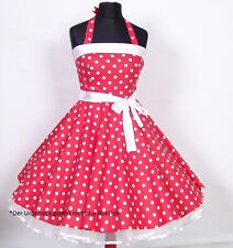 Mädchen 50er Jahre Rockabilly Kleid zum Petticoat Einschulung Gr.116-146rot/weiß