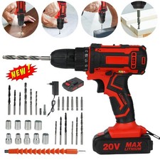 24V Akkuschrauber Set 42Nm hohem Drehmoment 2-Gang LED Arbeitsscheinwerfer Bits	