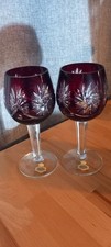2 Kristallgläser, Joska Bodenmais, Dunkelroter Überfang, Handgeschliffen,...