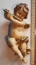 Putte, Engel,  schöne  alte Holzfigur, Putto, Flöte spielend