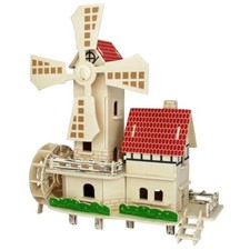 Windmühle Typ 5 - 3D Holzbausatz Holz Windkraftanlage Gebäude Steckpuzzle Bauen
