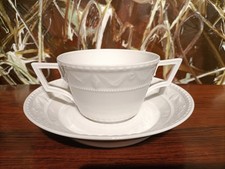 KPM BERLIN - KURLAND Weiß, edle Suppentasse mit Untertasse