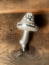 Pilz, Glas mit Clip, 10 cm, silber mit Punkten, Weihnachten, Christbaumschmuck