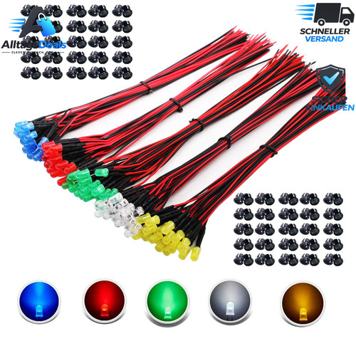 Led dioden 5mm 12v - 3v-12v, mit