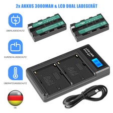 2x 3000mAh NP-F550 Akku & Dual