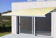 Elektrische Kassettenmarkise H122, Markise Vollkassette 4x3m Polyester Gelb/Weiß