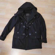 DRYKORN Dufflecoat Herren 46 Schwarz Mantel Wolle Schurwolle Klassisch TOP