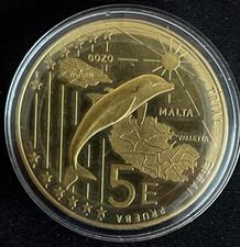 Malta 5 Euro Probeprägung Delphin und Landkarte 2004