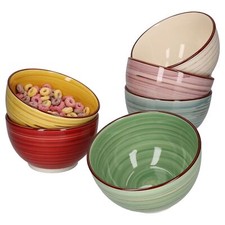 6er Set Schalen Rimini 600ml handbemalt 6 Farben Schüssel Müslischale Steingut