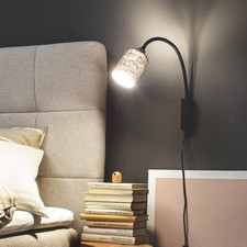 WANDLEUCHTE WANDLAMPE STOFFSCHIRM SCHWARZ LED BETTLEUCHTE BETTLAMPE B-KARTONAGE