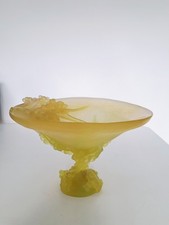 Daum Nancy France Fussschale Paté de Verre  „Serie Mimosa", seltenes Objekt