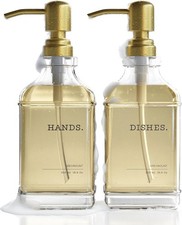 Seifenspender Set Glas - 2er Pack 500ml | Edelstahl-Pumpspender für Flüssigseife