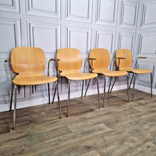 Retro Ikea Dietmar Stühle Set x4 Chrom Mid Century Stil Arm Esszimmer Schreibtisch Sitz