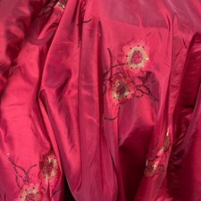 LUXUS Pailletten Taft Stoff Floral Blumen Kleid Kissen Vorhang 60" ROT