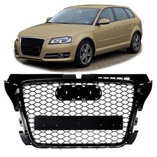 Kühlergrill Wabengrill Frontgrill Schwarz Glanz für Audi A3 8P Facelift 08-13