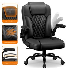 AIIBOT Ergonomischer Bürostuhl PU-Leder schreibtischstuhl Chefsessel Schwarz