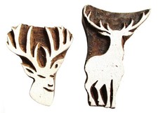 2 HOLZSTEMPEL Hirsch Geweih