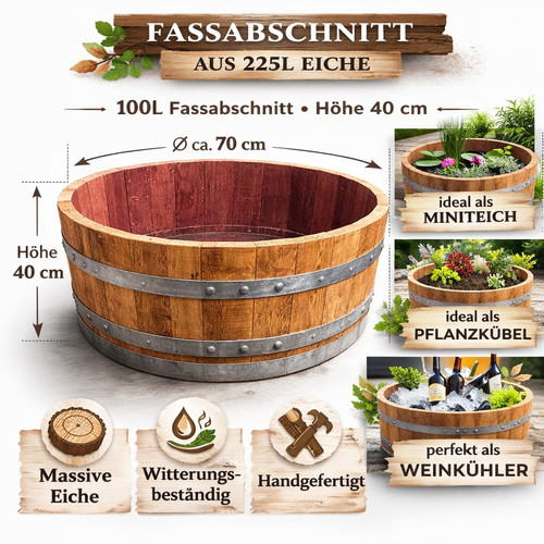 100l fassabschnitt eiche - 100l, eiche-