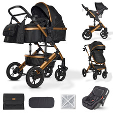 BRONEA® Kombi Kinderwagen 3-in-1 Komplettset BUGGY & AUTO-BABYSCHALE & MATRATZE