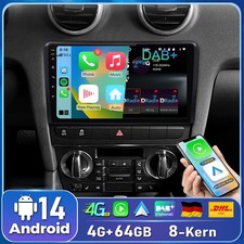 4+64G Android 14 Carplay Für Audi A3 8P 2003-2013 S3 RS3 Autoradio GPS Navi DAB+