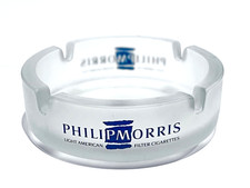 Philip Morris Glas Aschenbecher, Werbeartikel, Vintage, Tabak Zubehör, ca. 11 cm