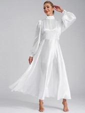 DE iEFiEL Damen Maxikleid Liturgisch Lob Tanzkleid Walzer Tango Swing Kleid