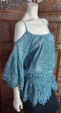 NEU ANTICA SARTORIA Shirt/Bluse Spitze Cutout Träger Trompetenärmel 38/40/42/44