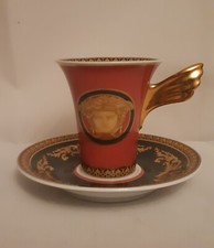 Rosenthal Porzellan Versace Medusa rot Kafetsse mit unterteller  Barocco