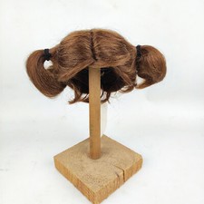 Vintage kastanienbraune Puppenperücke, Echthaar, 11" bis 12", kurze Haare, Zöpfe, USA