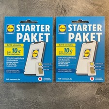 2 x LIDL CONNECT Starterpaket unregistriert SIM Karte NEU 10€ Startguthaben 5G