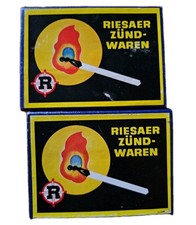 DDR 2 große Streichholzschachteln Riesaer Zündwaren, Gefüllt
