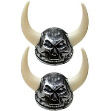 2 x silberner Wikingerhelm mit Hörnern Helm zum Kostüm Wikinger Krieger Barbar