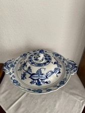 Meissen vor 1888 Terrine mit gedrehtem Deckelknauf & 2 Handhaben Zwiebelmuster !