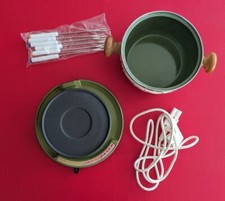 1973 Vintage Robusta Fondue Set Elektro Topf + Herdplatte 800 W Retro Grün Rot