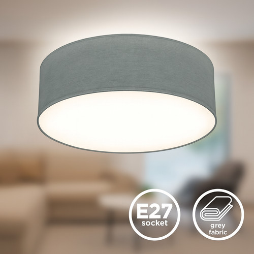Deckenlampe stoff grau textil - stoff,