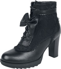 Gothicana by EMP Damen schwarze High Heels mit Zierschleife, Reißverschluss und