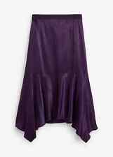 Asymmetrischer Satin Rock Gr 40 Dunkellila Damenrock Midi Freizeitrock Skirt Neu