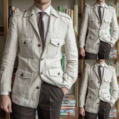 Leinen herren safari jacke - herren,