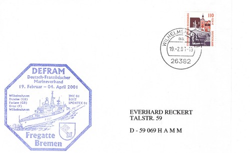 Schiffspost fregatte bremen - schiffspost,