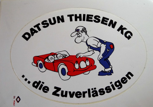 Werbe aufkleber datsun - datsun, thiesen