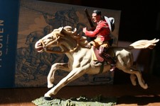 Elastolin Figur Cowboy rotes Hemd zu Pferd - handbemalt – Western Figur - Reiter