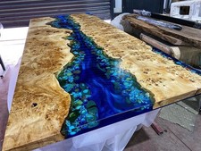 Custom Blue Epoxy River Table
