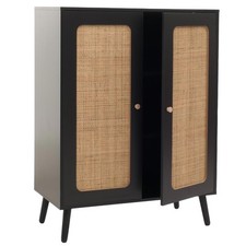 B-Ware Highboard MCW-M38, Staufächer, Kubu Rattan Holz 106x80x41cm, schwarz