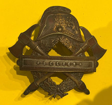 Alte Feuerwehr Helm Auflage Messing 1900-45 Splinte Ersatzteil 9x8cm Selxen Axt
