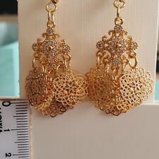 Ohrringe, Handarbeit, mit Haken, Unikat, Chandelier, gold- bzw. bronzefarben