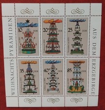 Briefmarken DDR Weihnachtspyramiden Erzgebirge Weihnachten Annaberg Seiffen 1987