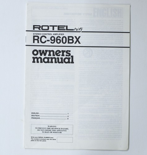 Original rotel 960bx - rotel, rb-960bx